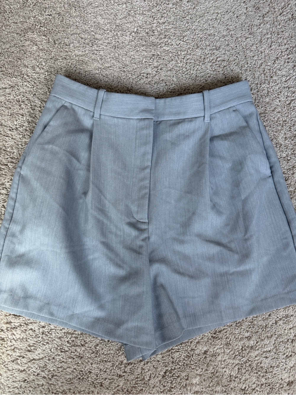 High-Rise Light Blue/Grey Women's Tailored Shorts